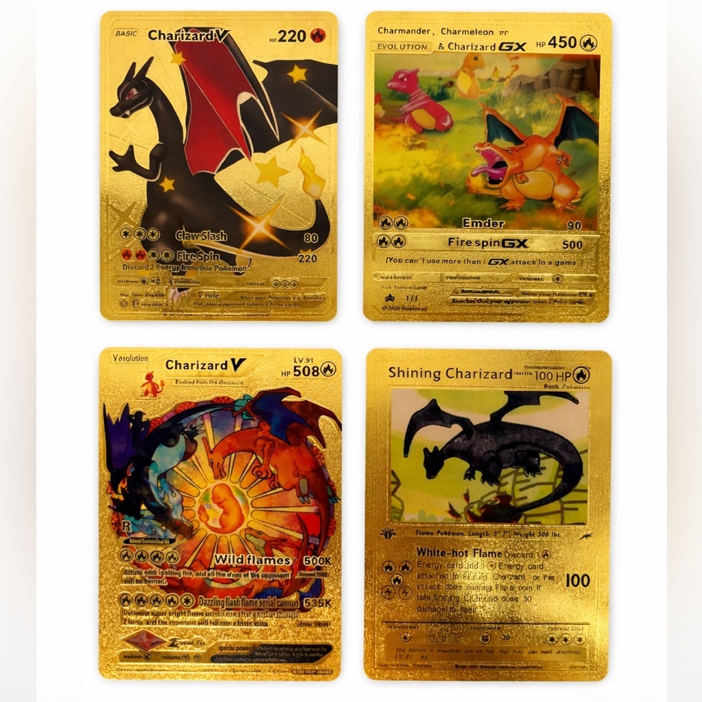 Charizard Gold Fan Art Cards 4: Charizard V, Shining Charizard, Evolution HP 450